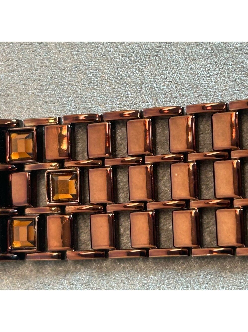 Style & Co. Bronze Amber Crystal rhinestone rectangular watch - Picture 7 of 15